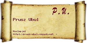 Prusz Ubul névjegykártya
